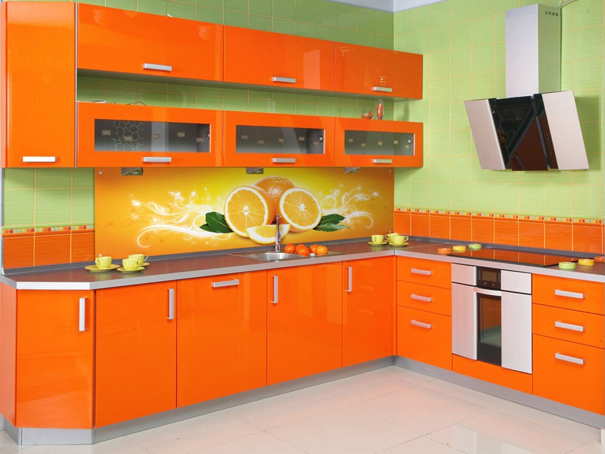 кухня МДФ плёночный оранжевая